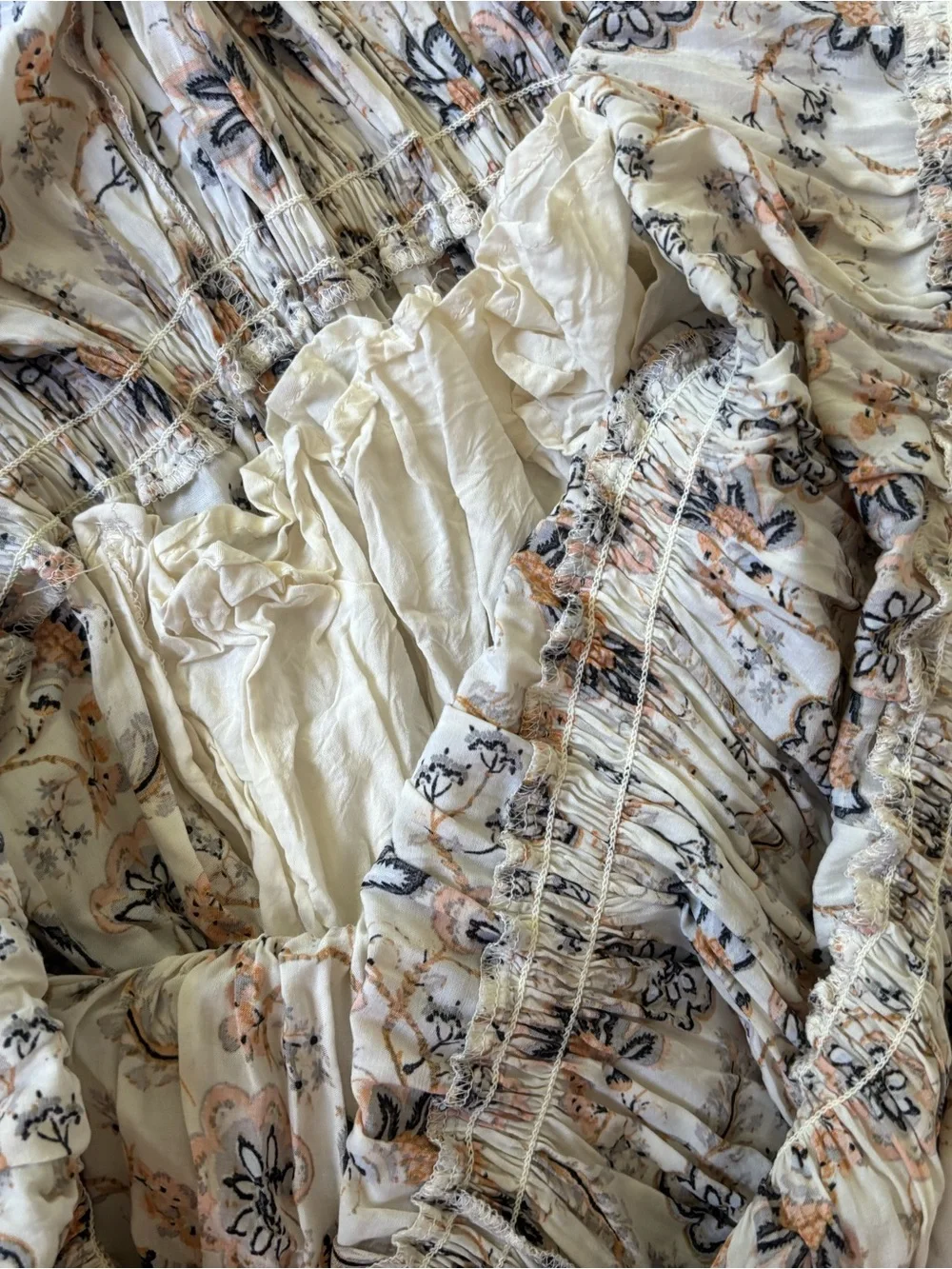 Free People Sweet Escape Maxi Dress Ivory Boho Tiered Maxi Size XL
